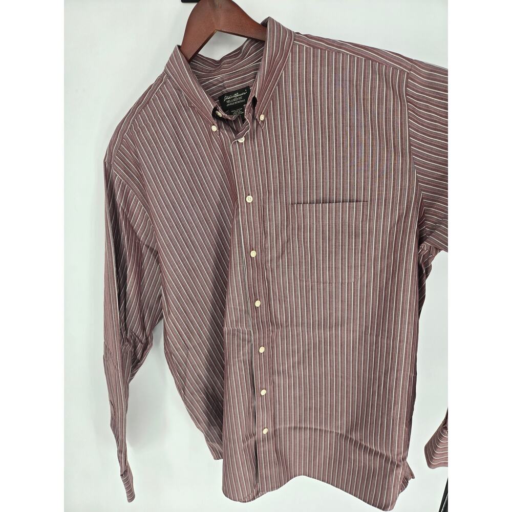 Eddie Bauer Brown Striped Button Down Long Sleeve Shirt Men's XLT Tall